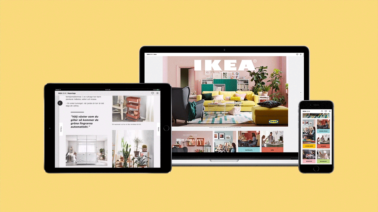 Animated GIF of IKEA Digital Catalogue on mobile devices