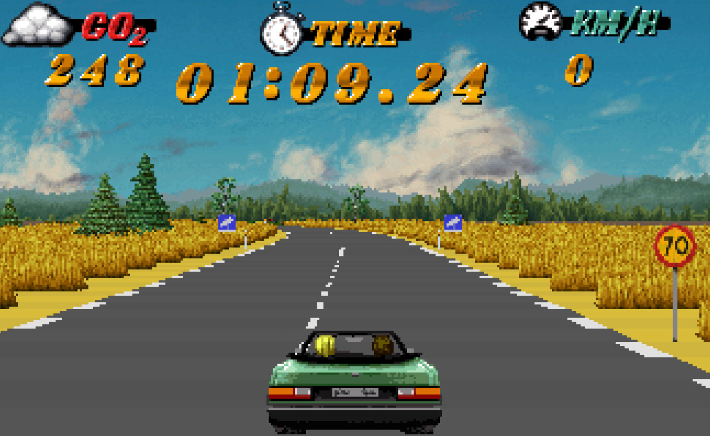 Screenshot of the game EcoRun showing its typical Swedish environments