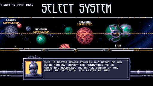 Screenshot from the game 1993 Space Machine showing the menu